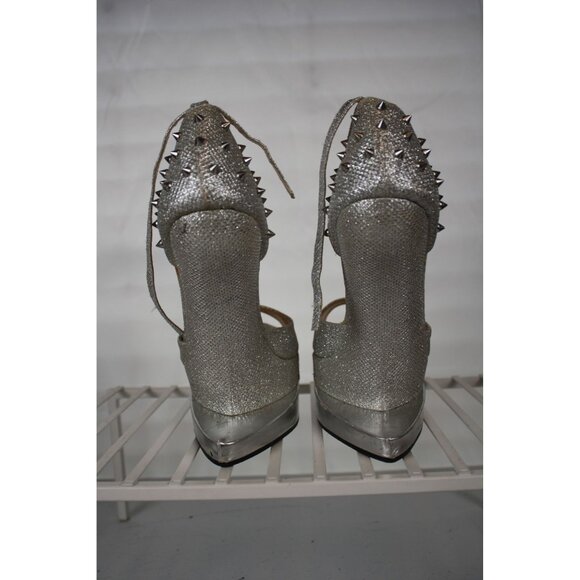Qupid Anti Gravity Heels size 7.5 Silver with Metal Spikes - Picture 8 of 12